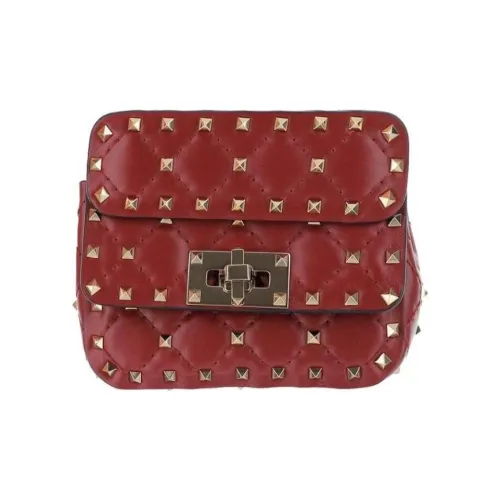 Valentino ROCKSTUD SPIKE Sheepskin Handheld Crossbody Bag Mini Women's Red Валиентино ROCKSTUD SPIKE Овчина Ручная Сумка через плечо Мини Женская Красная