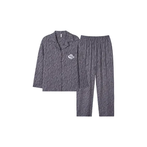 Sha Qian Пижамный комплект подходит для весны и осени женский серый