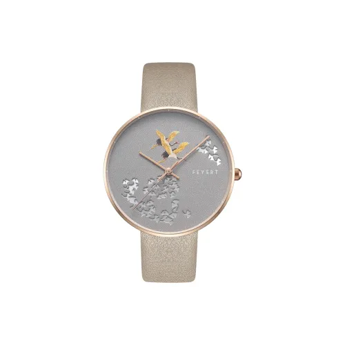 FEYERT Fayette Ginkgo Egret Collection Кварцевый механизм Кожаный ремешок Часы Женские Бежевый циферблат