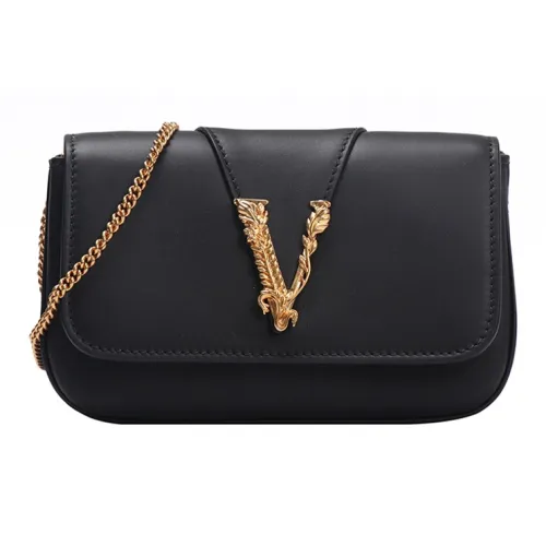 VERSACE Virtus Кожа Сумка с цепочкой Вечерняя сумка Сумка через плечо Сумка на плечо Женская Черная