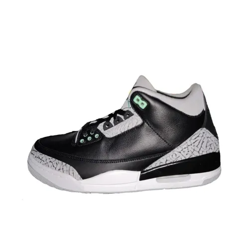 Jordan Air Джордан 3 Зеленый Светящийся Устойчивый к Износу Дышащий MID Топ Винтажные Баскетбольные Кроссовки Мужские Черные