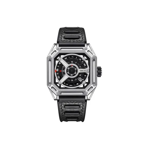 OBLVLO Автоматический механический механизм Мужские часы 42мм*42мм*12мм Черный