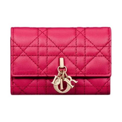 DIOR Sheepskin Кошелек Экстра Маленький Женский Фиолетовый Розовый