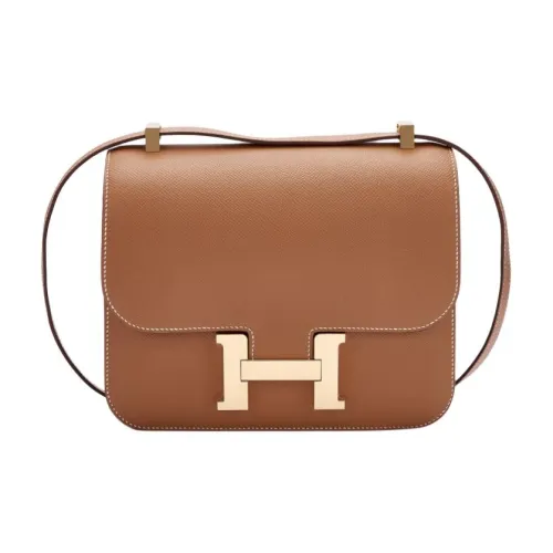 HERMES Constance Эпсом Кожа Сумка через плечо Женская 37 Золотисто-коричневый