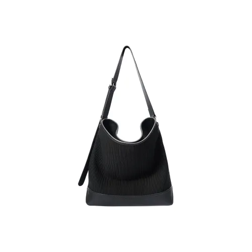 UNIFINE Сумка через плечо из крупнозернистой текстуры кожа коровы портативная женская полночный черный