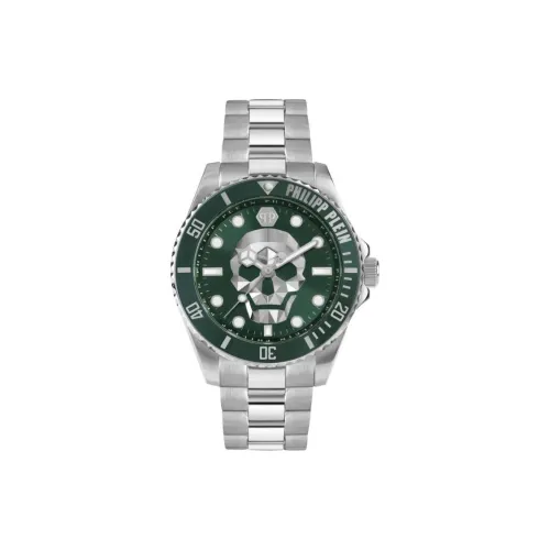 PHILIPP PLEIN Наручные часы Кварцевый механизм Нержавеющая сталь Ремешок 44 мм Зеленый циферблат Мужские часы