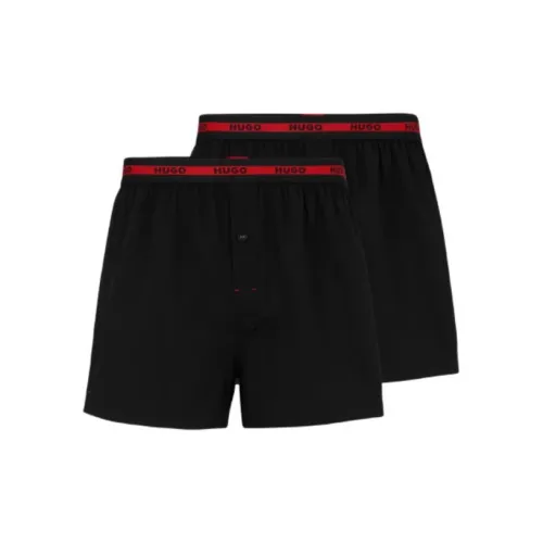 Hugo Boss Два пачки OF хлопковых боксеров с логотипом на поясе боксеры мужские 2 шт черный