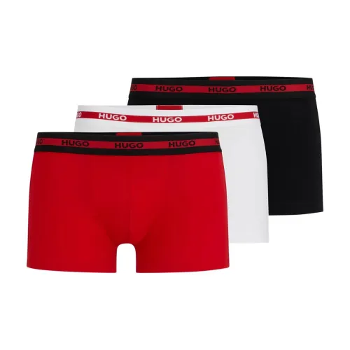 Hugo Boss THREE Пачка OF Эластичный хлопок Транкс с логотипом на поясе Боксеры Мужской 3 шт