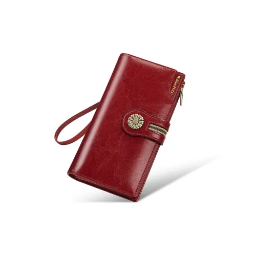 WilliamPOLO Коровья кожа Клатч Кошелек Маленький Женский Черный Красный Желтый Павлиний синий Пыльно-розовый