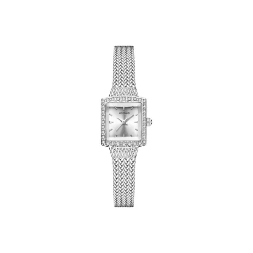 MELSMAO Маленький Квадратный Таблице Кварцевый Механизм Сплав Ремешок Часы Женские Часы Серебристый Циферблат