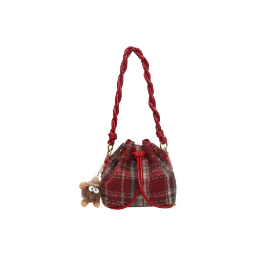 CHRISBELLA Клетчатая ткань Ведрообразная сумка Сумка через плечо Сумка через плечо Маленькая Женская