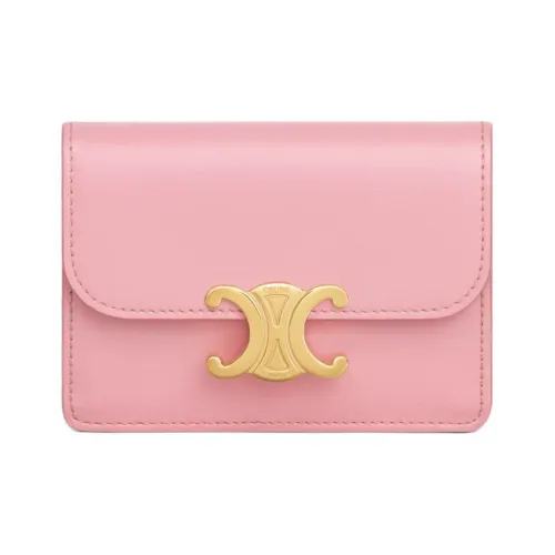 CELINE Triomphe Arc De Triomphe Блестящий кошелек из коровьей кожи держатель для карт женский розовый