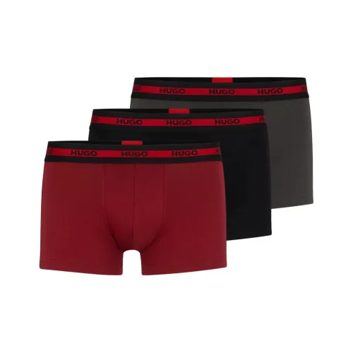 Hugo Boss THREE Пачка OF Эластичный хлопок Транкс с логотипом на поясе Нижнее белье Мужской 3 шт