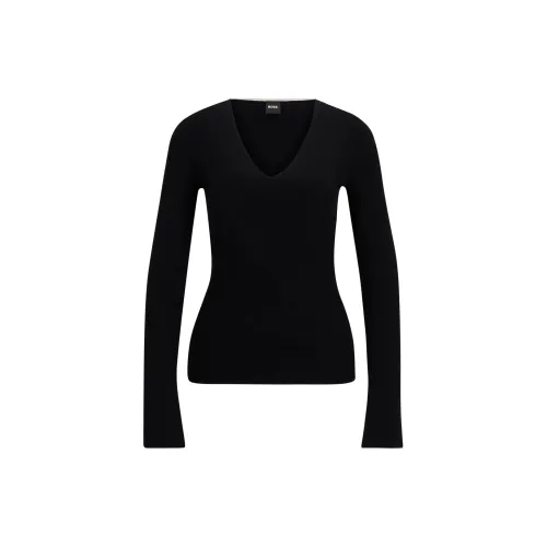 Hugo Boss Вязаная модель Свитер с ребристой структурой Свитер Женские Черный