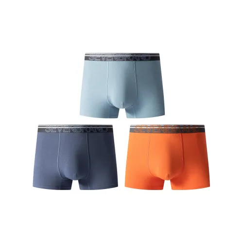 SEVEN 3 пачки Серый Синий + Темно-синий Синий + Оранжевый Мужские боксеры