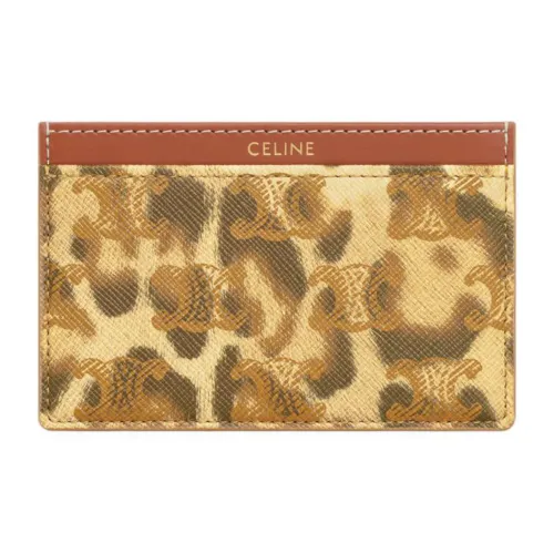 CELINE Коровья кожа Держатель для карт Женский Коричневый и Желтый