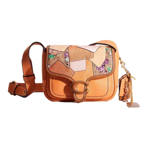 COACH Tabby Полированная Галька Кожа с Утонченным Телячьим Кожей Сумка через плечо Женская Латунь и Выцветший Апельсин