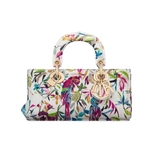 DIOR LADY D JOY Телячья кожа Сумка Lady Dior Сумка через плечо Сумка Маленькая Женская Белая и Многоцветная