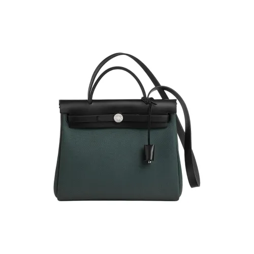 HERMES Herbag Zip Холст с сумкой Hunter из коровьей кожи сумка через плечо сумка через плечо женская Lululemon зеленый черный