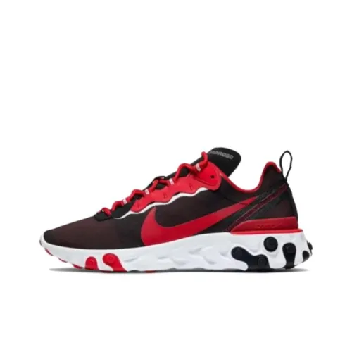Nike React Element 55 Беговые кроссовки Низкий топ Красный черный Унисекс