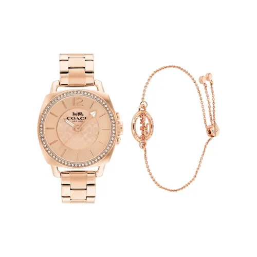 COACH Женские часы Кварцевый механизм корпус из нержавеющей стали ремешок 34 мм золотистый циферблат