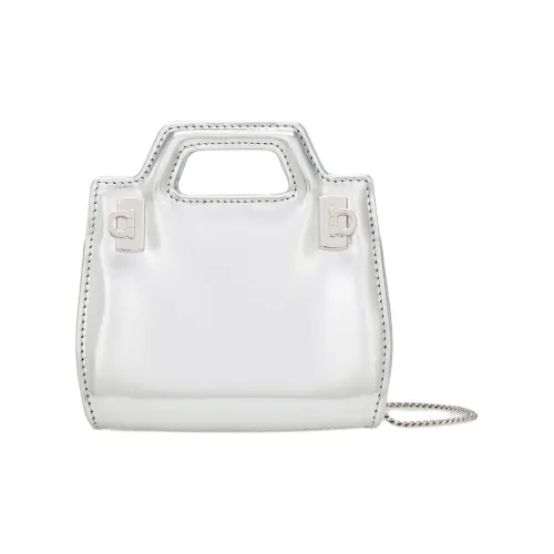 FERRAGAMO Телячья кожа Сумка через плечо Сумка Микро Women's Silver