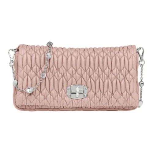 MIU MIU Matelassé Овечья кожа Цепляемая сумка Сумка через плечо Женская Яичный белый Каменный цвет