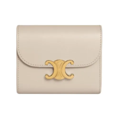 CELINE Triomphe Блестящий держатель для карт и кошелек из коровьей кожи маленький женский светлый камень