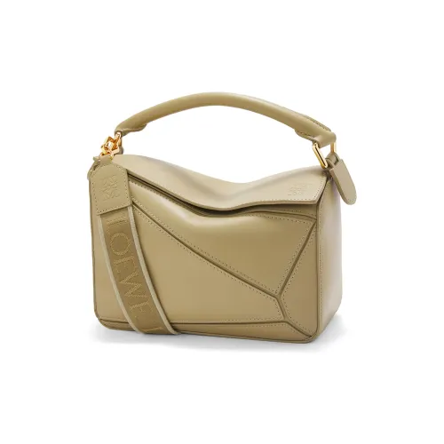 LOEWE Пазл Сатин Коровья кожа Сумка Сумка через плечо Сумка через плечо Маленькая Женская Глина Зеленая