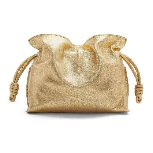 LOEWE Flamenco Sheepskin Crossbody Clutch Mini Women's Gold