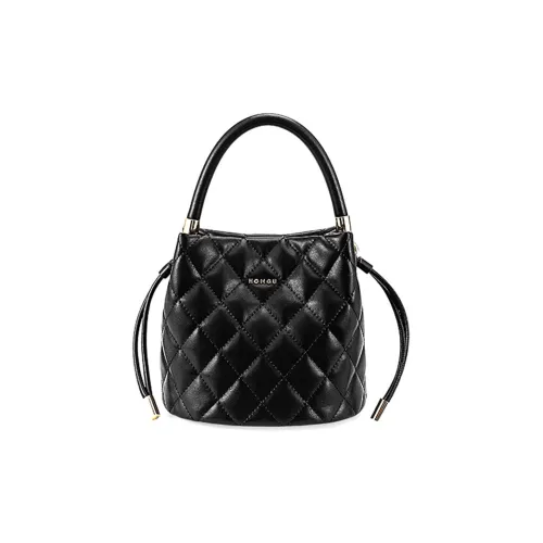 HONGU Коровья кожа Сумка через плечо ведрообразной формы сумка через плечо маленькая женская экрю темно-черный