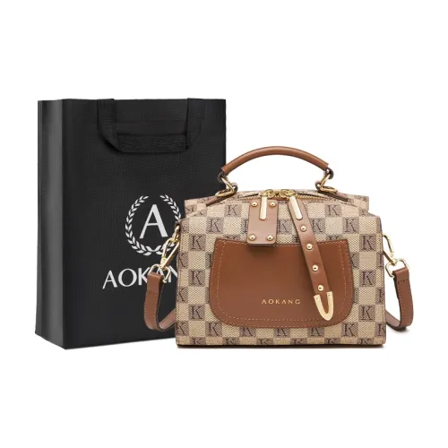 AOKANG ПВХ Бостон Сумка Подушка Сумка Сумка через плечо Сумка Маленькая Женская Кофейно-хаки