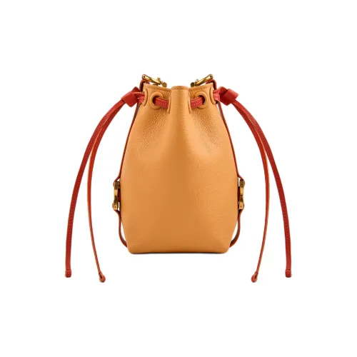 Chloe Marcie с текстурой Телячья кожа Ведрообразная сумка Сумка через плечо Экстра мини Женская Апельсин