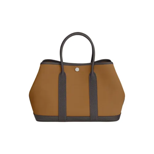 HERMES Сад Officier Canvas с Negonda Телячья кожа Сумка Унисекс 3G Alezan Каштановый 46 Ebene Эбеновый