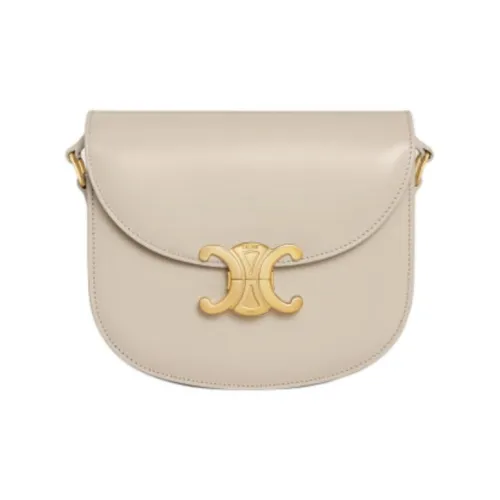 CELINE Besace Коровья кожа Портативный Сумка через плечо Сумка на плечо Женская Светлый Камень