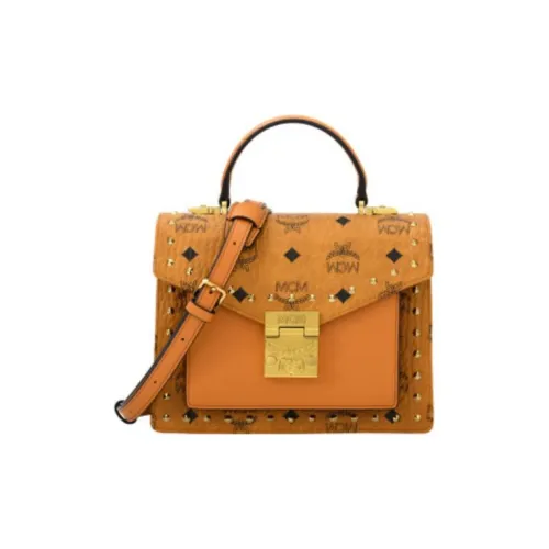 MCM Patricia Visetos Кожа Одно плечо Сумка Маленькая Женская Коньячный Коричневый