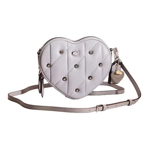 COACH Сердце Кожа Наппа Сердце Формированная Сумка Сумка через плечо Маленькая Женская Светло-фиолетовая