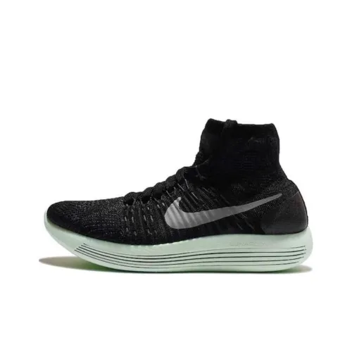 nike LunarEpic Flyknit Амортизация Износостойкий Высокий Топ Повседневные Беговые кроссовки Женские Черный Зеленый