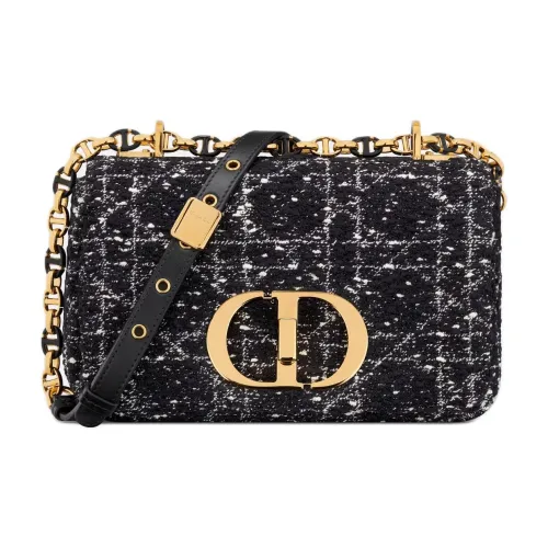 DIOR Caro Твидовая сумка через плечо маленькая женская черная