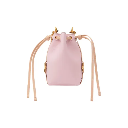 Chloe Marcie с текстурой Телячья кожа Ведрообразная сумка Сумка через плечо Экстра мини Женская Светло-розовая Красная