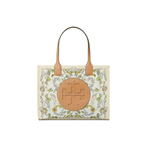 TORY BURCH Ella Ткань + Искусственная кожа Тоут Сумка Сумка для покупок Маленькая сумка Белый с принтом для женщин