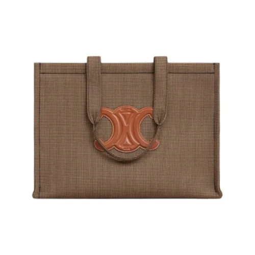 CELINE Cabas Thais Ткань Тоут Сумка Сумка для покупок Сумка Большая Женская Коричневая и Темно-Коричневая