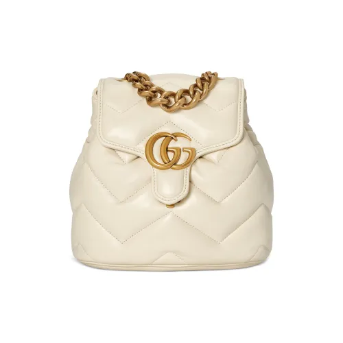 GUCCI GG Marmont Лоскутное шитье V-образный кожаный рюкзак Женский Белый