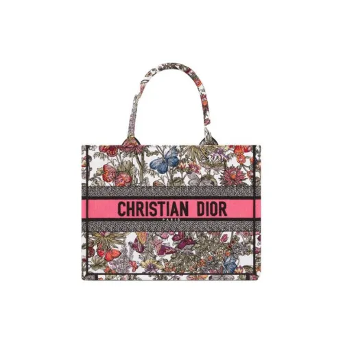 DIOR BookTote Вышивка Тоут Сумка Сумка для покупок Сумка среднего размера Women's White Многоцветный