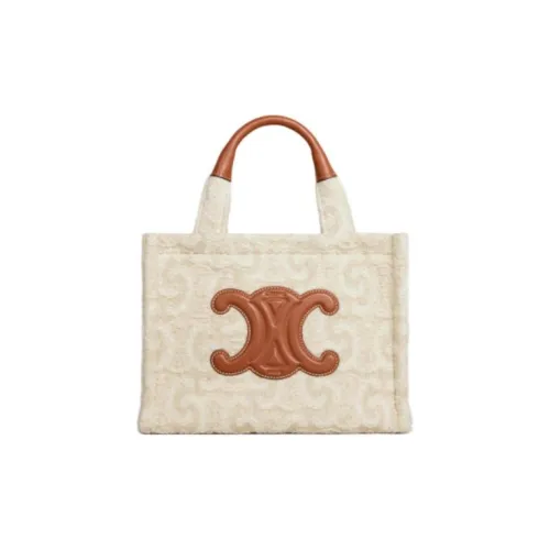 CELINE Cabas Thais Коровья кожа Тоут Сумка Сумка для покупок Сумка Маленькая Женская Натуральная и Коричневая