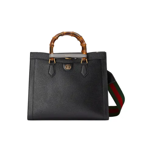 GUCCI Diana Кожа Тоут Сумка Сумка для покупок Сумка среднего размера Женская Черная