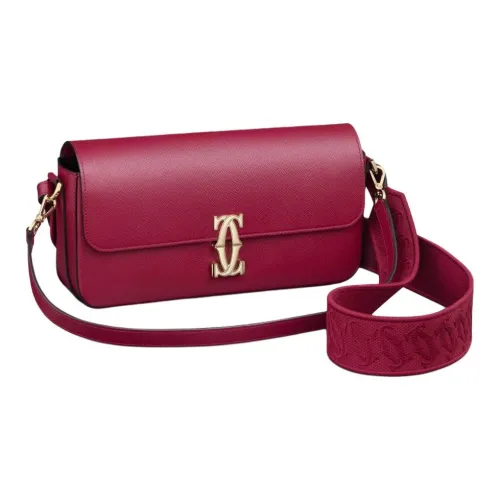 Cartier Сумка C De Cartier East-West, Сумка Для Ношения На Плече Телячья Кожа Вишнево-красного Цвета, Подкладка Из Черной Кожи Ягненка