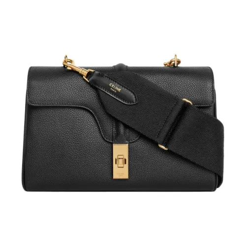 CELINE Телячья кожа с текстурой сумка через плечо сумка на плечо женская черная