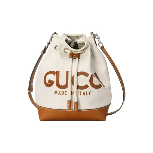 GUCCI Хлопок лен смесь холст ведрообразная сумка сумка через плечо сумка на плечо холщовая сумка женский бежевый