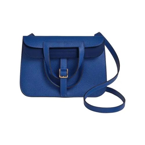 HERMES Halzan Clemence Bullock Кожа Horseshoe Сумка Сумка через плечо Сумка через плечо Женская Темно-синяя